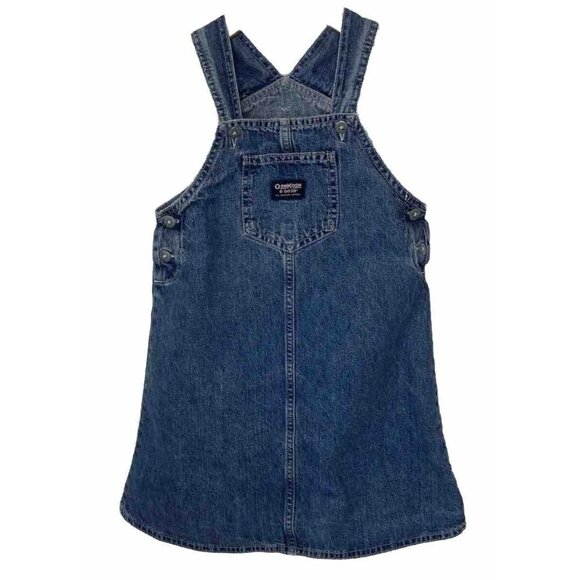 Vintage Oshkosh B'Gosh Girls 6X Bib Med Wash Denim Jean Blue Bib Overall Dress - Picture 1 of 11